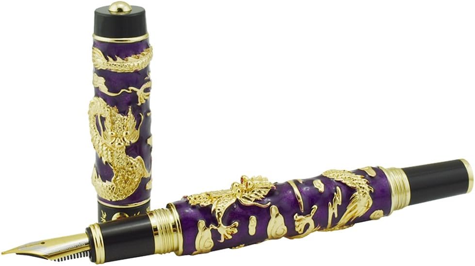 Jinhao Fountain Pen Dragon Purple Chinese Traditional Technology Cloisonne Enamel Handcraft Collection Pen