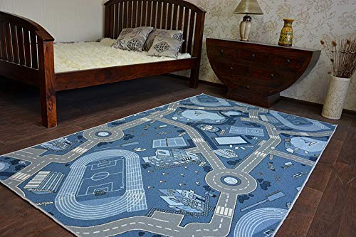rugsx Tappeto antiscivolo STREET wall-to-wall per qualsiasi stanza, soggiorno, camera da letto, camera dei bambini, tappetino, moquette, STRADA blu, diverse dimensioni, 100x500 cm