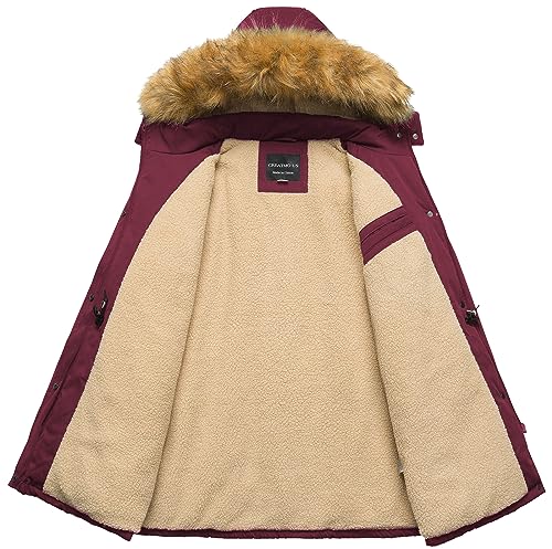 CREATMO US Women's Plus Size Winter Coats Warm Parka Jackets Sherpa Lined Detachable Fur Hood Available in Size 1X to 5X3