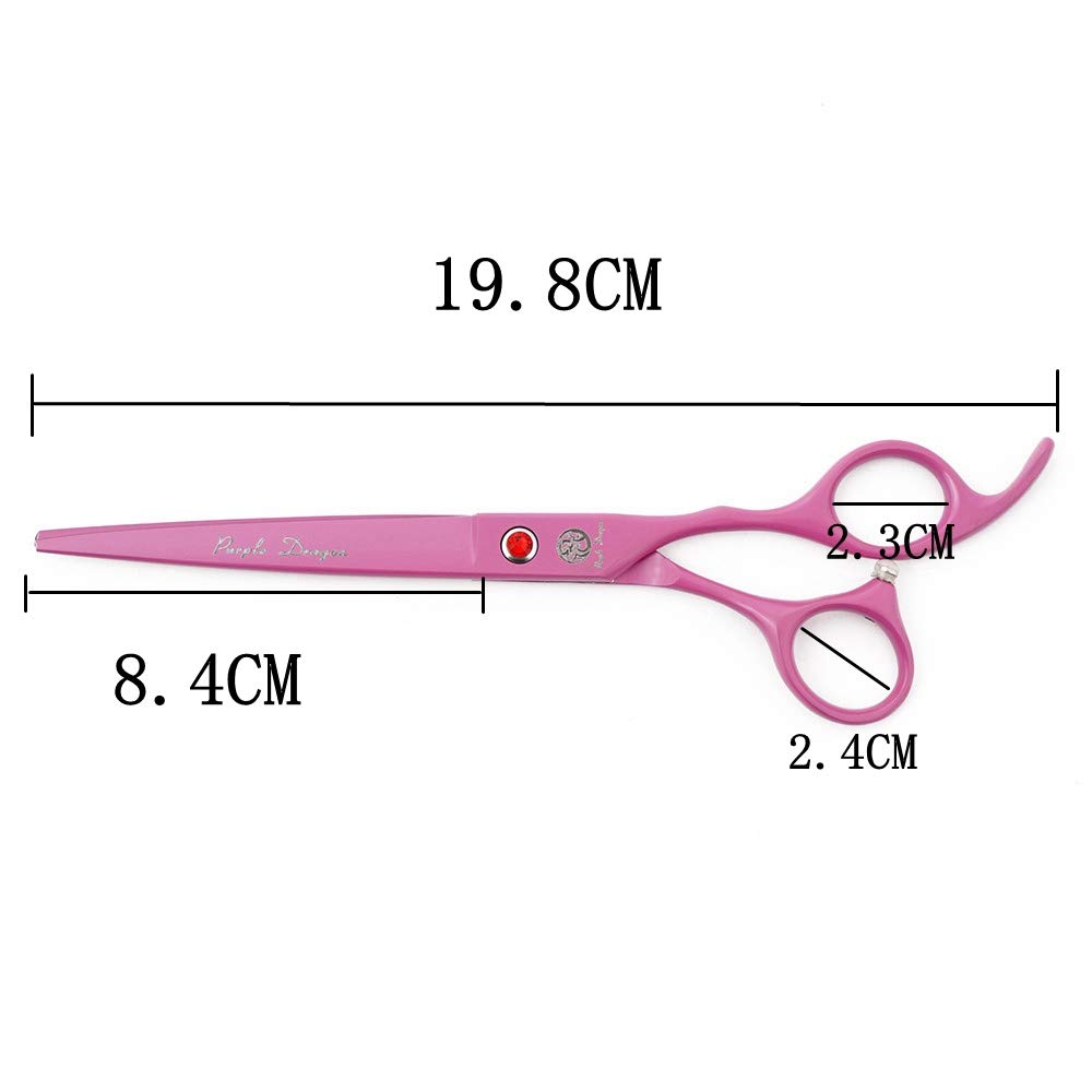 Purple Dragon Lot de 3 ciseaux de toilettage pour chien et chat Rose 17,8 cm