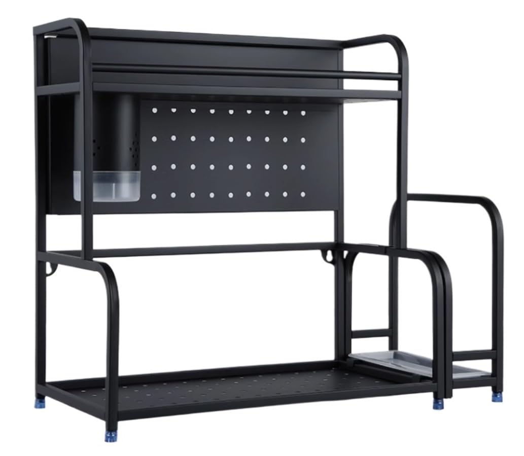 GTHTUHFD Stainless Steel 2 Tier Spice Rack Nizer Shelf For Kitchen Countertop Storage 201 Stainless Steel Spice Nizer And Condiment Holder Kitchen Spice Rack And Nizer Shelf,Black-30cm
