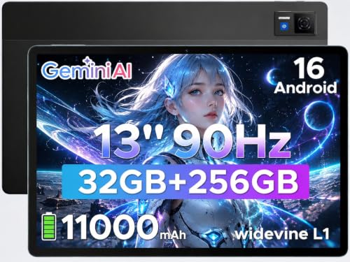 DOOGEETab U13 Tablet 13 Pulgadas FHD+ 90Hz, Tablet Android 16 Batería 11000mAh,32GB+256GB/2TB, Procesador Octa-Core Tablets, Gemini AI/Widevine L1, 13MP/5G WiFi/Face ID/GPS/OTG