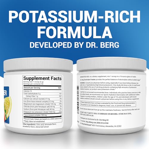 Image of Dr. Berg Zero Sugar Hydration Keto Electrolyte Powder - Enhanced w / 1000 mg of Potassium & Real Pink Himalayan Salt (NOT Table Salt) - Strawberry Lemonade Hydration Drink Supplement - 50 Servings