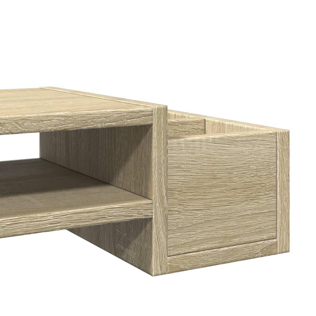 Monitorständer mit Stauraum Sonoma Eiche 100 x 27 x 15 cm Holzwerkstoff für Bildschirm Ablage, Arbeitsplatz Organizer, ergonomische Höhe für Büro Homeoffice