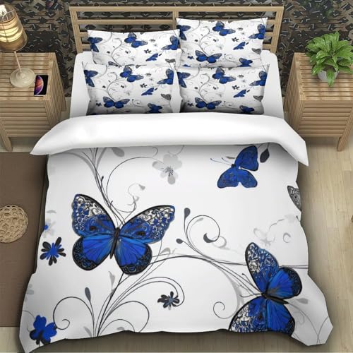 Housse de couette papillon bleu anti-plis et ultra douce pour le lit simple de votre enfant - 5