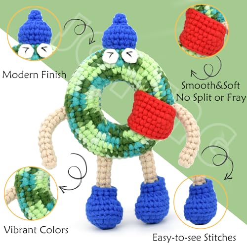 Image of 3 Pack Rainbow Beginner Crochet Yarn for Crocheting and Knitting Multicolor Cotton Crochet Yarn for Beginners with Easy-to-See Stitches Cotton-Nylon Blend Easy Yarn for Beginners(Army Green Tone)