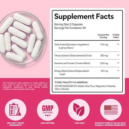 Image of VoomVaya Libidooo - Libido Support for Women - Womens Libido Support & Female Libido Supplement for Mood, Energy & Confidence - 3rd Party Tested - 60 Capsules