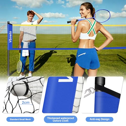 Image of Badminton Set, Portable Outdoor Anti-Sag System - Official 20ft x 5ft Easy Setup Durable Net with 4 Rackets, 3 Shuttlecocks & Carry Bag for Backyard, Lawn or Beach Fun