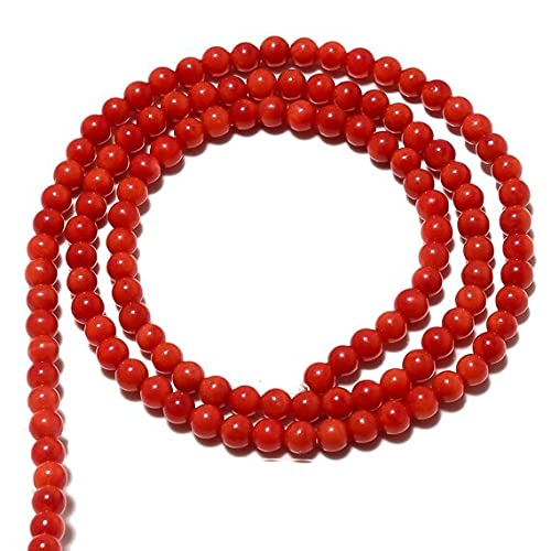 Perles en corail rouge rondes de 2,5mm pour création de collier de 38cm