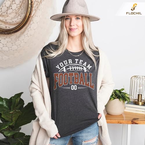FLOCHIL Personalized Football Mom Shirts for Women, Custom Football Shirt for Girlfriend3
