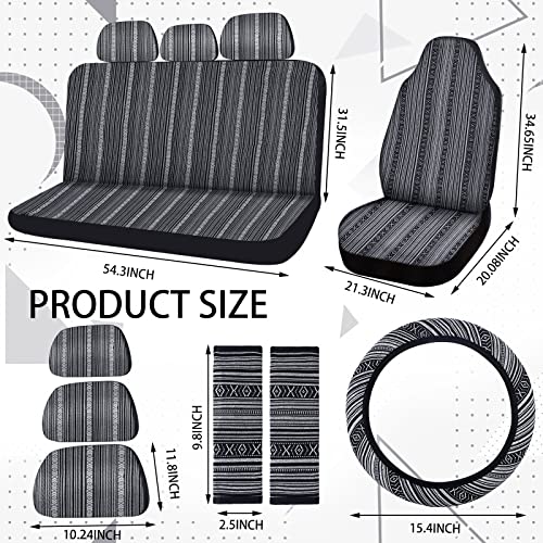 Frienda 14 Pcs Baja Car Seat Covers Full Set Multicolor Stripe Boho Print Steering Wheel Cover Seat Belt Cover Crystal Hanging Ornament Car Holders Fits (Vintage Style) #TOP3