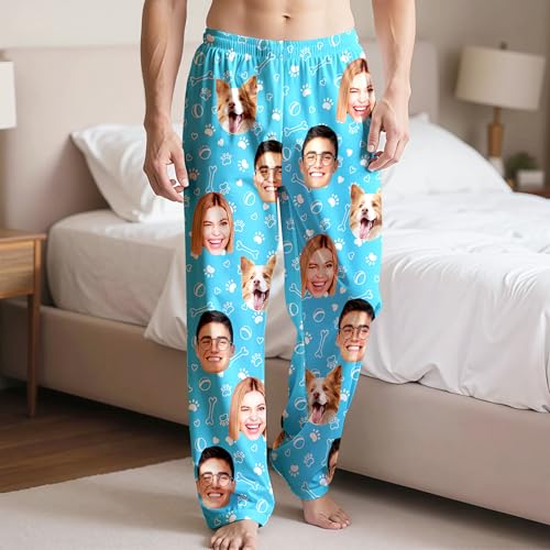 Customized Faces Pajama Bottom for Husband Boyfriend Wife Girlfriend Personalized Photo Pajama Pants for Men2