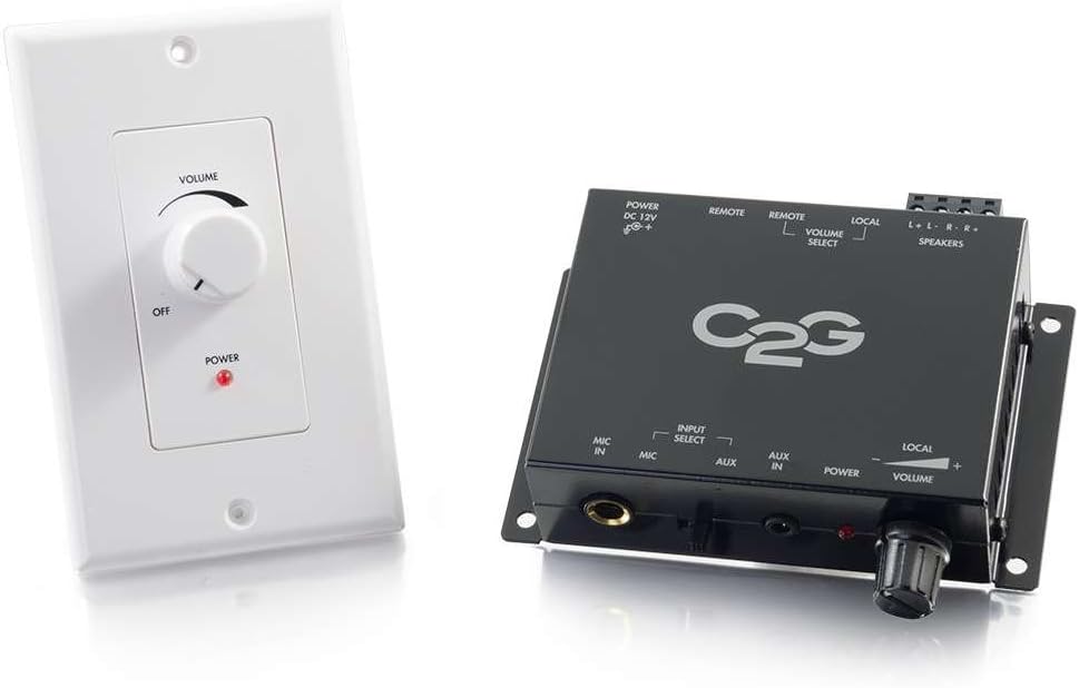 C2G 40881 25/70V 50W Audio Amplifier, Plenum Rated, TAA Compliant, Black