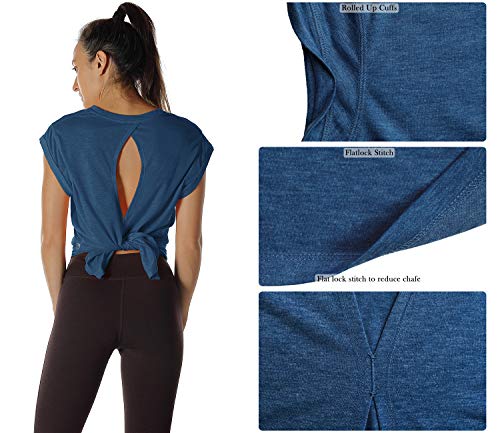 Image of icyzone Open Back Workout Tops for Women - Athletic Activewear T-Shirts Exercise Yoga Shirts(Pack of 2)