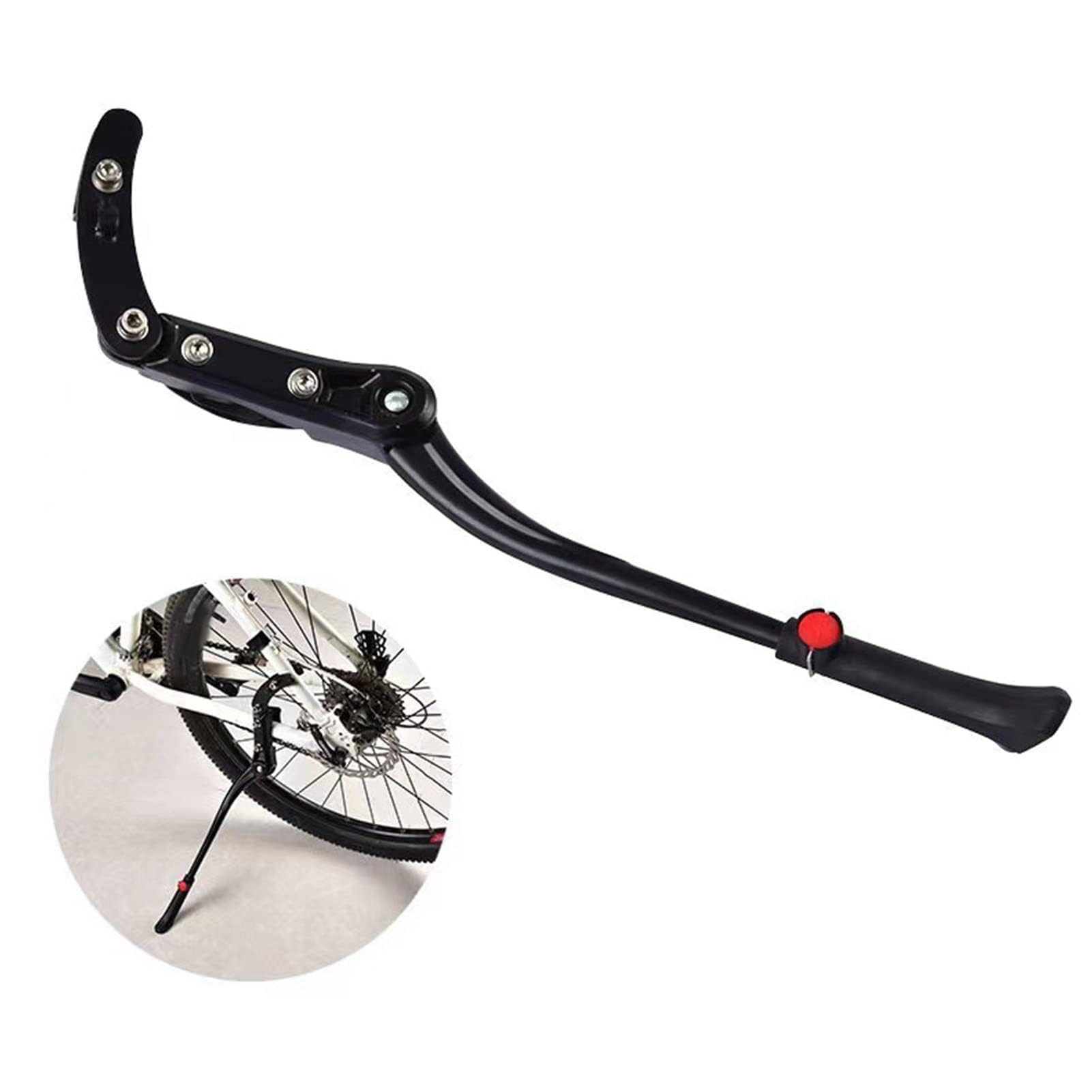 Béquille De Vélo, 48-52cm/18.90-20.47in Béquille De Vélo Latérale Arrière Réglable Universelle En Alliage D'aluminium Pour Vélo De Route De Montagne (noir)