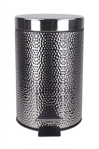 Home Basics Deluxe Hammered Stainless Steel Bathroom Accessories, Office, Bedroom, Decorative 3 Liter Waste Basket
