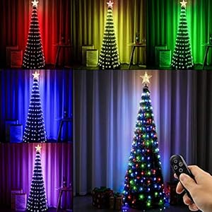 Joomer Christmas Tree with Lights, 6ft Artificial Collapsible Christmas Tree with Star Tree Topper and 314 LED Color…
