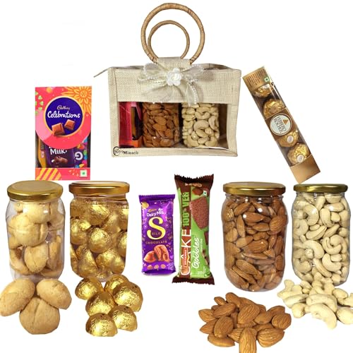 Image of NUTRI MIRACLE Diwali Nuts and Dry Fruits Gift Hamper | Festive Goodies for Office Employees