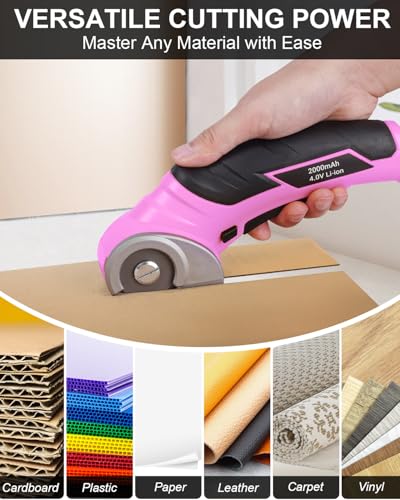Cordless Electric Scissors Cardboard Cutter - Stocking Stuffer for Women Rechargeable Tools for Men Heavy Duty Box Scissor with Safety Lock for Cardboard, Crafting, Carpet, Leather