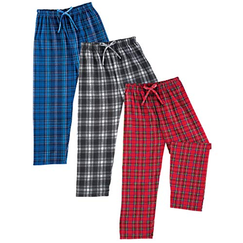 Collections Etc 3-Piece Warm Fleece Flannel Drawstring Cotton Pajama Pants