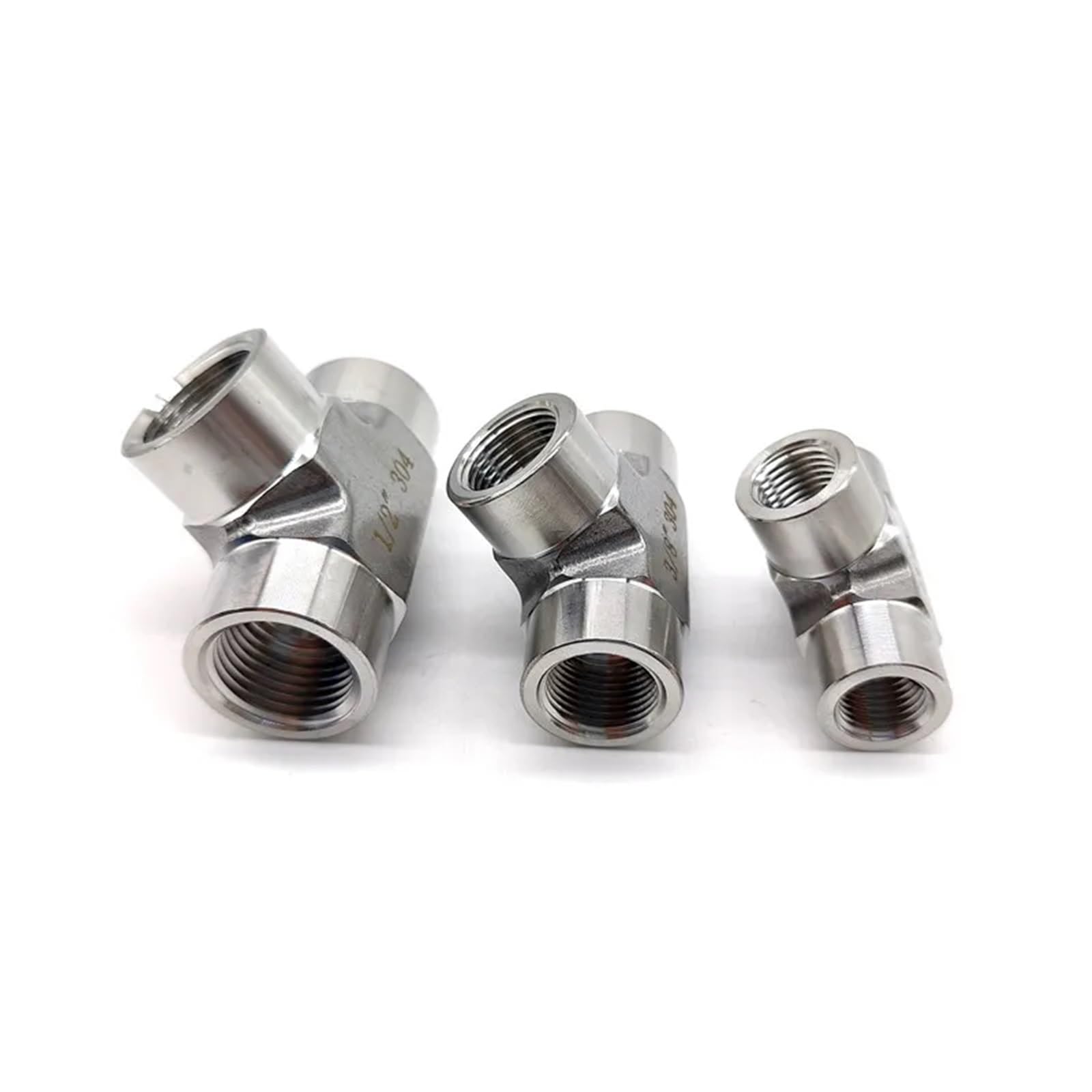 Conector en T de 3 vías Accesorio en T de forja Acero Inoxidable con Rosca Macho/Hembra 1/8", 1/4", 3/8" y 1/2" for tuberías Agua Alta presión(Female Thread,1/4")
