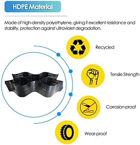 Heavy-Duty Gravel Stabilizer Grid for Erosion Control, Honeycomb Ground Grid for Driveway Reinforcement, Soil Stabilization Solution for Driveways and Paths