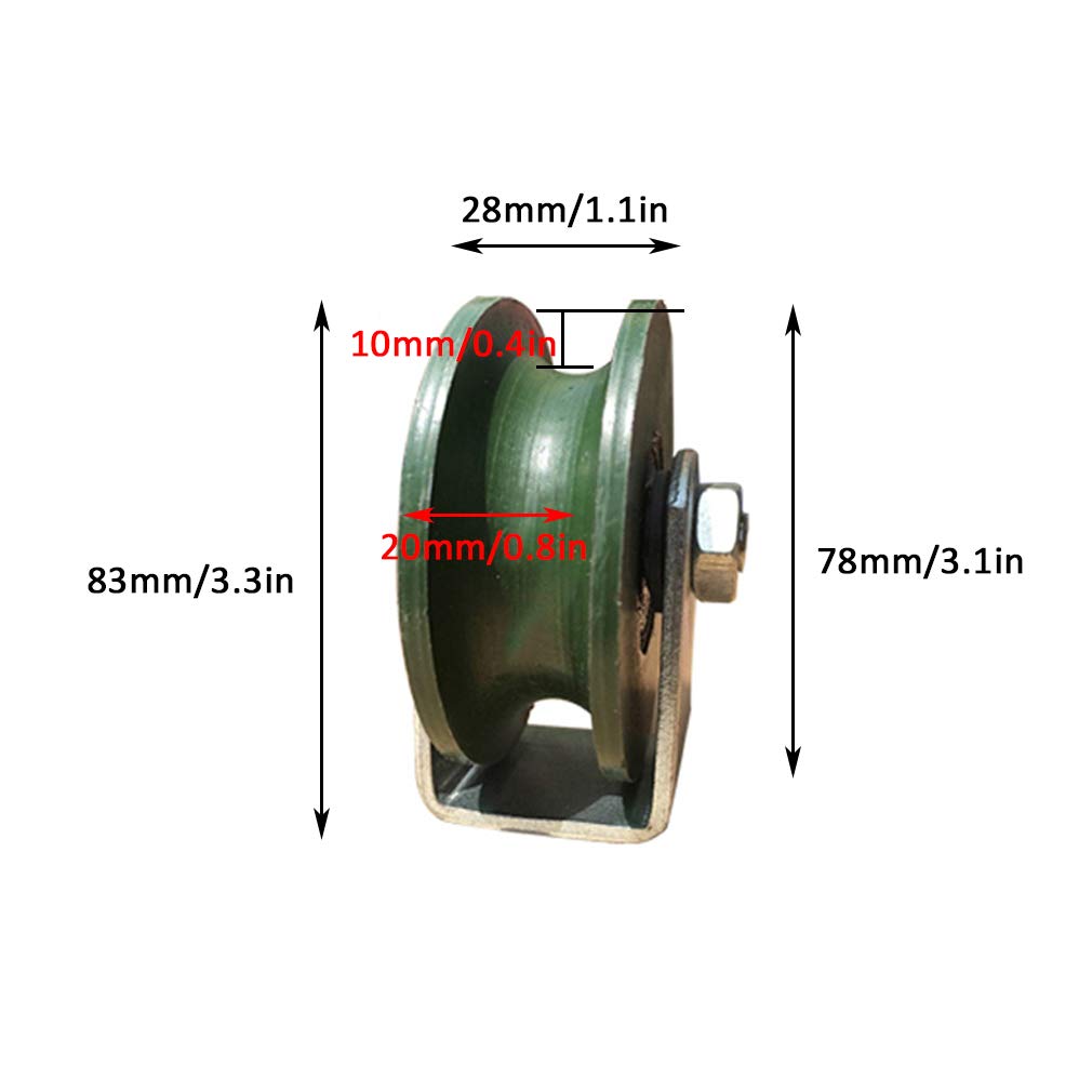 Blocco puleggia, tazza della puleggia, ruota con scanalatura a U, ruota con scanalatura a U, rotelle in ghisa for carichi pesanti, rullo for porta scorrevole, capacità di carico di 300 kg, for binari