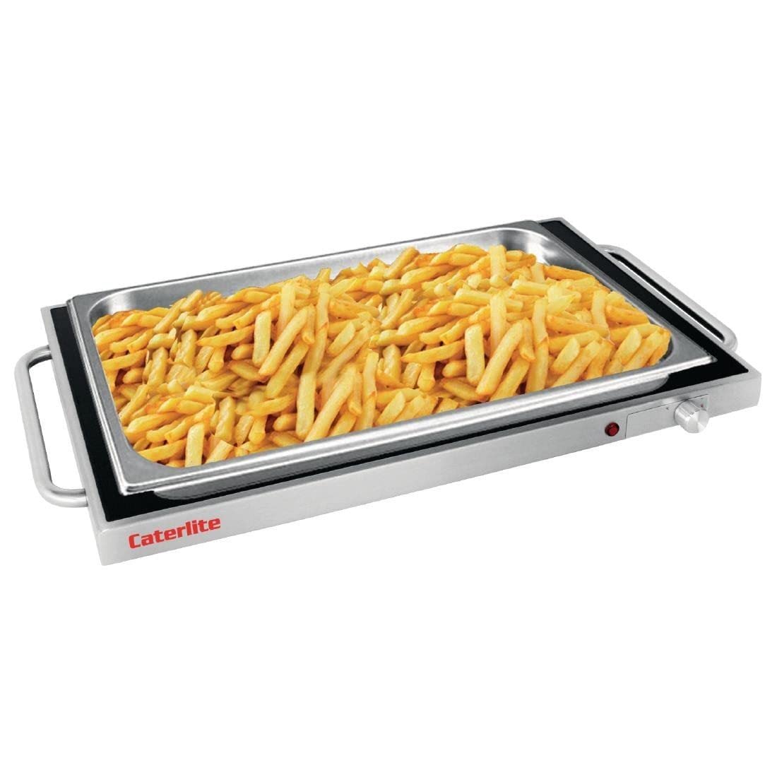 Caterlite 230 W Kochplatte, Edelstahl und gehärtetes Glas, Temperaturbereich: 60 °C bis 105 °C, Breite: 550 mm, Kapazität: 20 kg, passend für 1/1 GN oder kleinere Konfigurationen, CD562