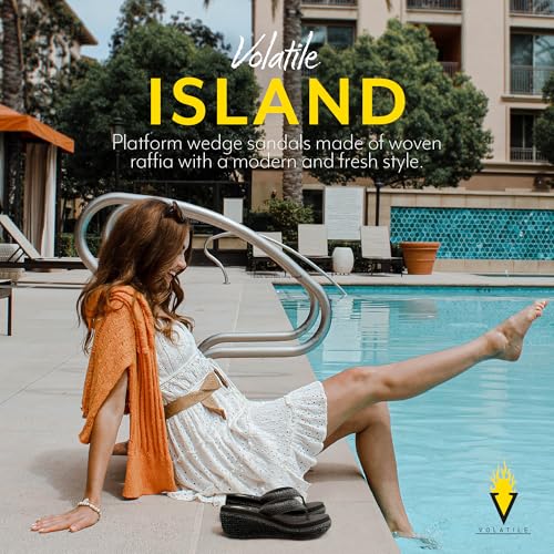 Image of Volatile Island Wedge Sandals for Women Featuring Slip-On Thong Platform Style with EVA Insole and Rubber Outsole