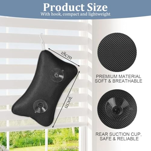 flintronic Badewannenkissen, 3D-Badekissen für die Badewanne mit 2 Leistungsstarken Saugnäpfen, Ergonomisches Luxus-Badewannenkissen für Home Spa und Badewannen Stützt Kopf, Nacken, Schultern, Rücken