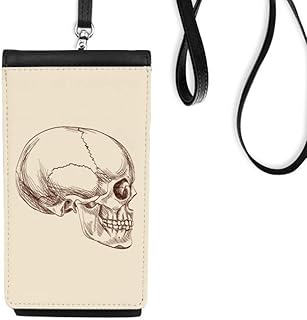 Human l Profile Drawing Phone Wallet Purse Hanging Mobile Pouch Black Pocket