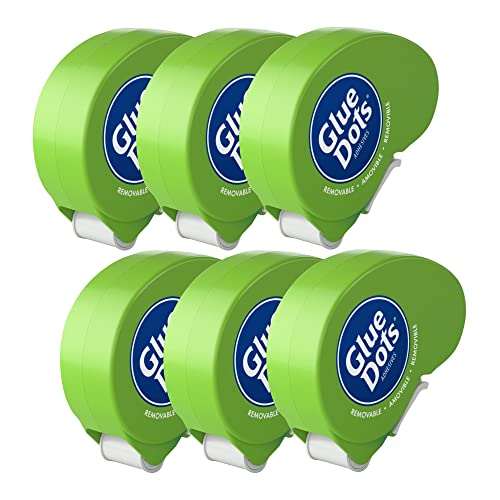 Glue Dots Removable Dots Dot N Go Dispenser Double-Sided 3/8 .38 Inch 1200 Dots DIY Craft Glue Tape Sticky Adhesive Glue Points Liquid Glue Alternative Clear 6 Pack