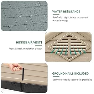 Yitahome 41 large plastic dog house outdoor indoor doghouse puppy shelter water resistant easy assembly sturdy dog kennel with air vents and elevated floor 41l38w39h gray+brown   cucciolini doodles