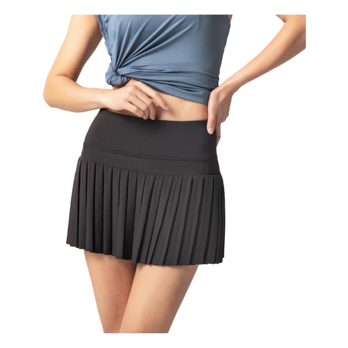 Jupe De Tennis Femme Jeune Golf Plissée Anti-Exposition des Femmes D'été Fitness Taille Haute-Black-m