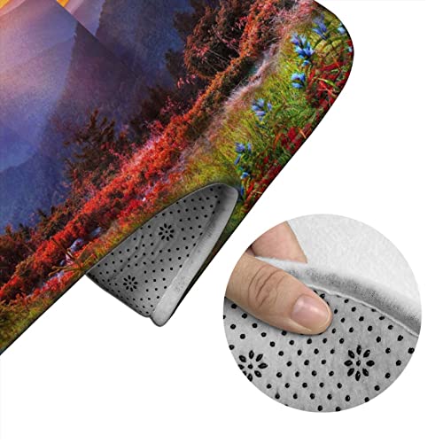 DIRYKILP Badematte + Konturmatte + Toilettendeckelbezug, Cool Mountain Sunset 3 Stück Badematte Set, mit rutschfester Klebeunterseite – Bild 6