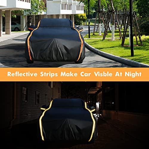 Aumotop Car Covers For Automobiles, Suv Full Exterior Covers Cars With Door Shape Zipper Rain Waterproof All Weather, Seal Skin Car Tarp Universal Fit For Indoor Outdoor Suv (191-205 In) Black #TOP5