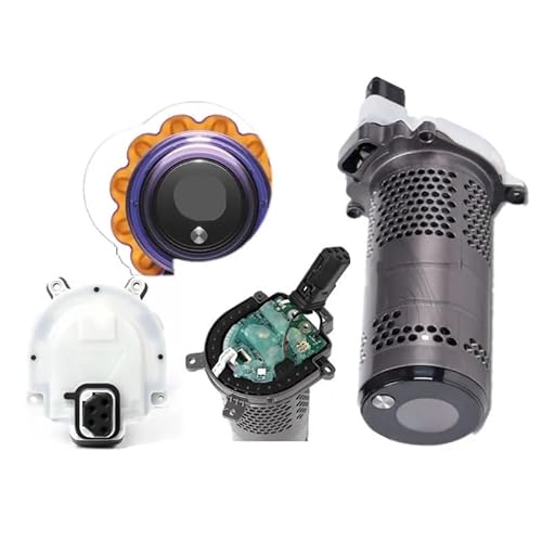 Vacuum cleaner motor replacement process showing motor removal and installation