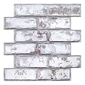 COMSTICKC 10 Pcs 3D Brick Wall Panel Peel and Stick Brick Tiles 12"X12" DIY Lightweight PVC Faux Brick Paneling Self Adhesive Brick Backsplash for Interior Wall Decor, Retro White