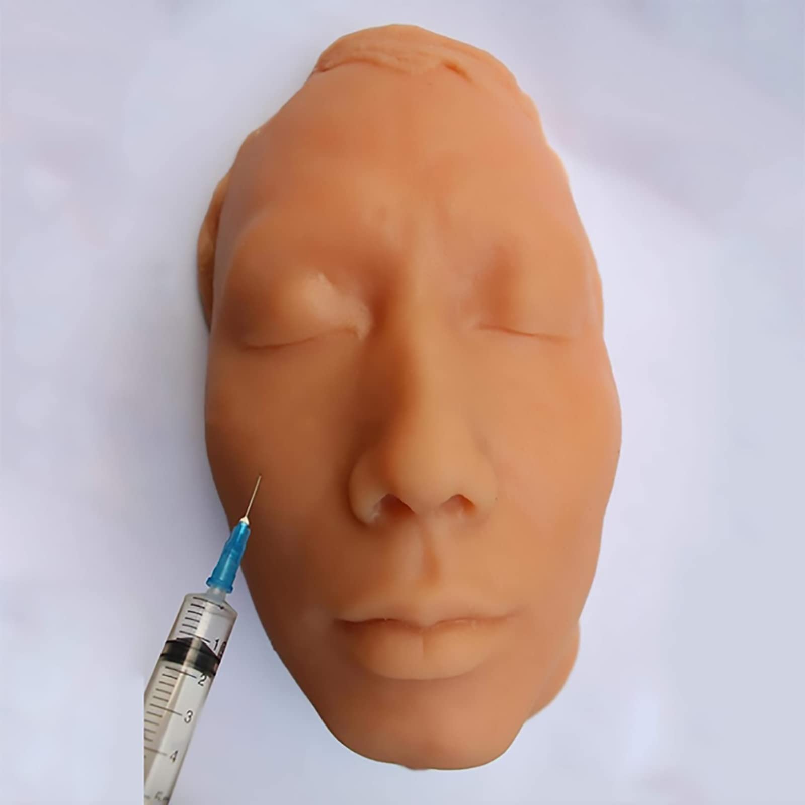 Manichino in silicone per addestramento all'iniezione, con stampo per la testa per l'iniezione di ossa Modello facciale per sutura della pelle Accessori per l'insegnamento del modello in silicone
