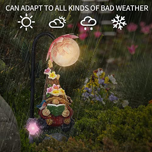 Sinhra Garden Gnomes Statue Decor, With Colorful Gradient Solar Led Lights Decoration For Outdoor Patio Balcony Yard Lawn Ornament Gift(Red) #TOP3