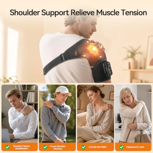 Cordless Shoulder Heating Pad 5 Heat & Vibration Modes for Women Men — view 4