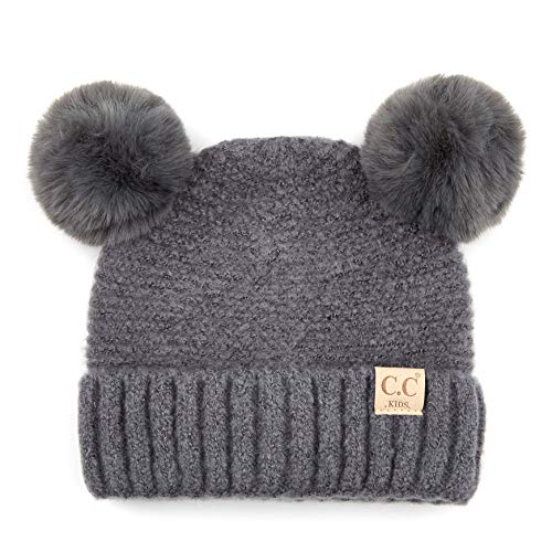 Image of C.C Exclusives Children Kid Double Pompom Knitted Beanie for Kids Ages 2-5 (KID-23)(KID-24)(KIDS-2055)