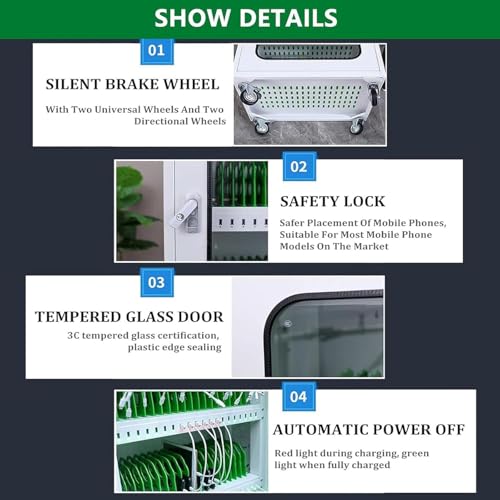 Mobiletto porta cellulari in acrilico trasparente con serratura a chiave, organizer portatile a 24 scomparti per cellulari, ideale per ufficio, aula, palestra - Maniglia in alluminio resistente., 24