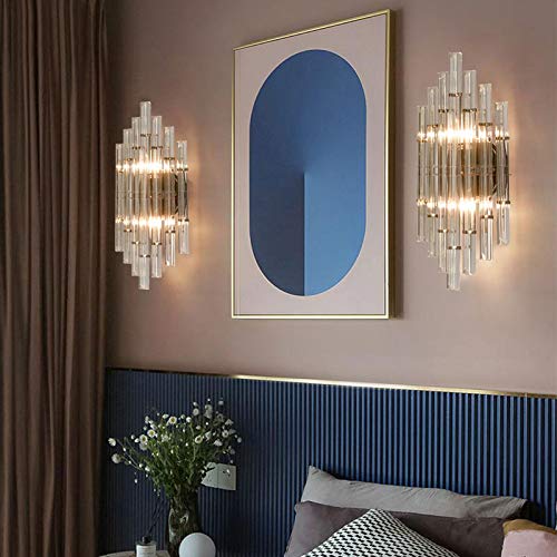 Holkirt Mid-Century Wall Sconce Lighting Modern Crystal Rod Vanity Light For Bedroom Living Room Bathroom 2-Light #TOP4