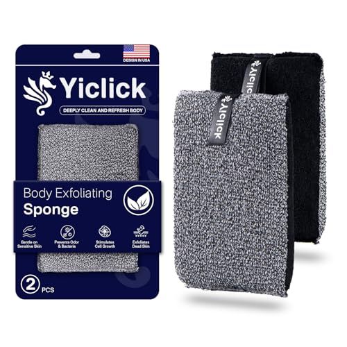 Yiclick Exfoliating Washcloth Towel - Exfoliating Body Scrubber, Back Scrubber for Shower, Loofah Sponge Wash Cloth, Korean Japanese & African Net Sponge Rag, Exfoliator Washer for Use in Shower Bath 2pcs