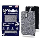 Yiclick Exfoliating Body Scrubber (2 Pack), Body Exfoliator Scrubber, Exfoliating Sponge for Shower Bath, Shower Loofah Luffa Lufa with Handle for Men Women, Dead Skin Exfoliator for Body Scrub