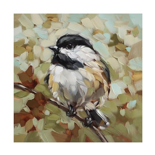 Trademark Fine Art Canvas Wall Art - Andrea Lavery 'Woodland Chickadee' Wall Art for Living Room, Bedroom, or Office Décor