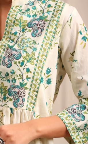 Image of Womens Cotton Printed Anarkali Short Top Kurti