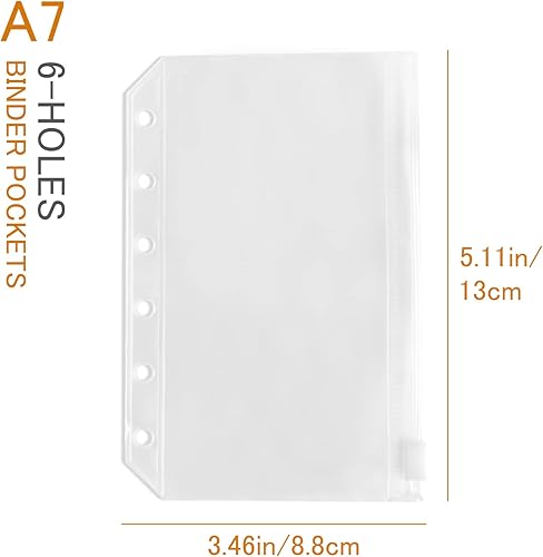 Miniatura 2 de Bolsillos para carpeta A7, 10 unidades, bolsillos A7 de 6 agujeros, bolsa de PVC, carpetas impermeables con cremallera, bolsas de archivo