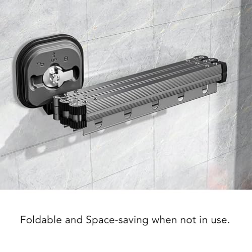 Etendoir à linge mural pliable et rétractable avec ventouse pour balcon plplaaoo 003 - 3